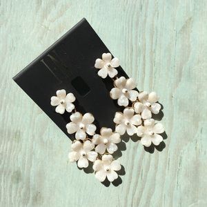White Floral Statement Earrings
